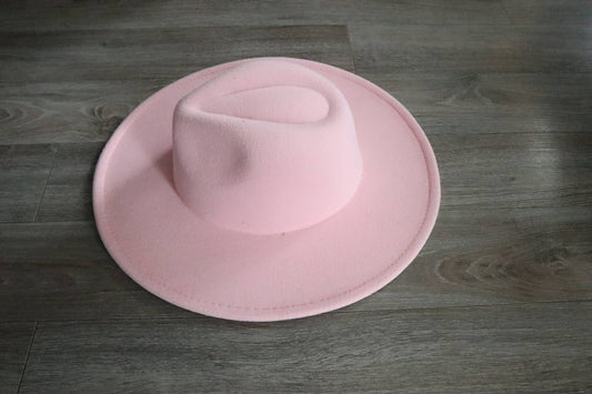 Rancher Wide Brim Fedora Hat: Pink