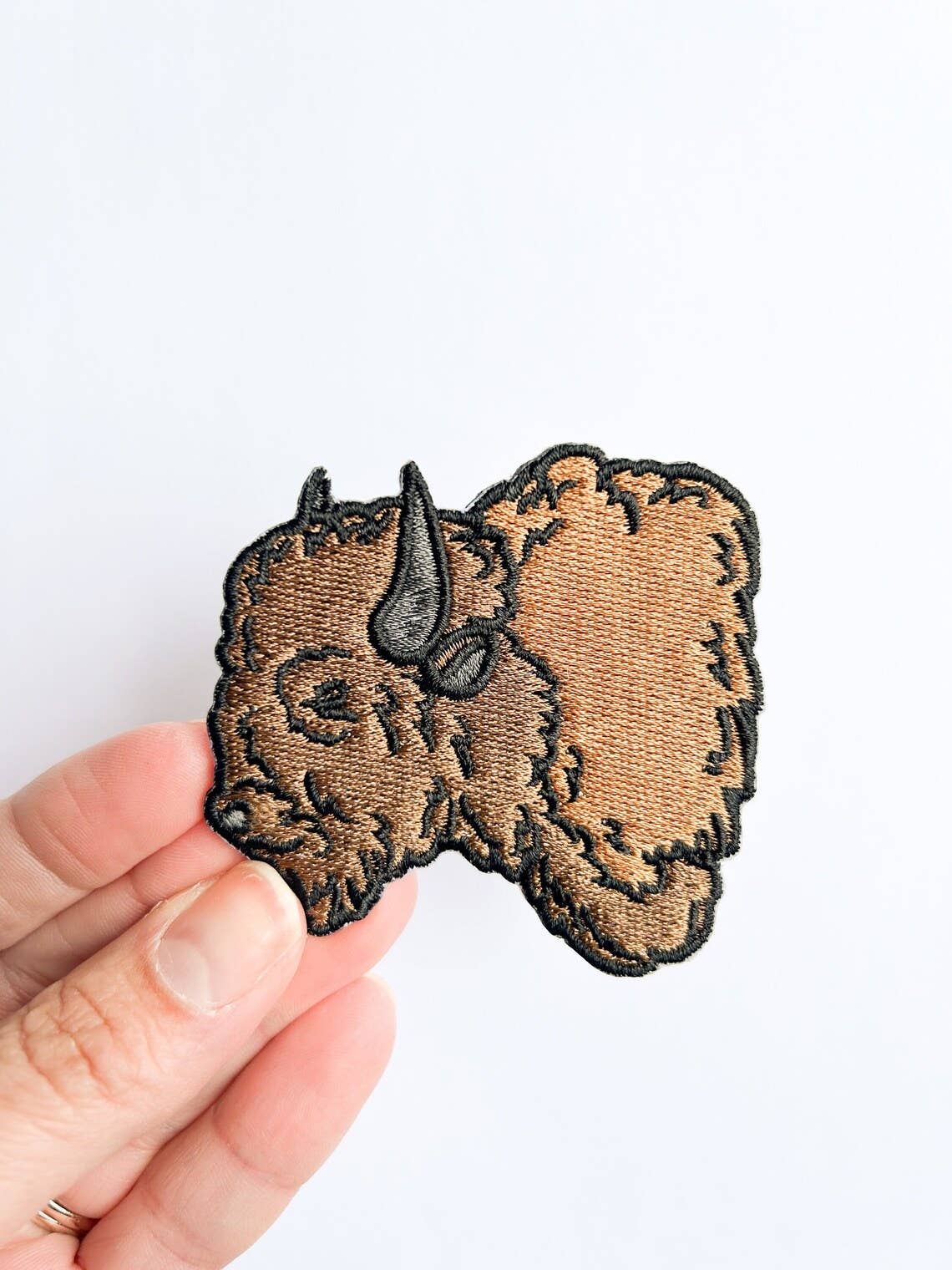 Bison Buffalo Embroidered Iron On Patch for Hats & Clothing