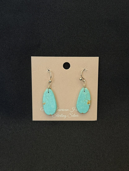 Turquoise & Sterling Silver Slab Dangle Earrings