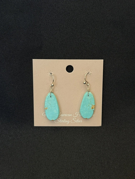 Turquoise & Sterling Silver Slab Dangle Earrings