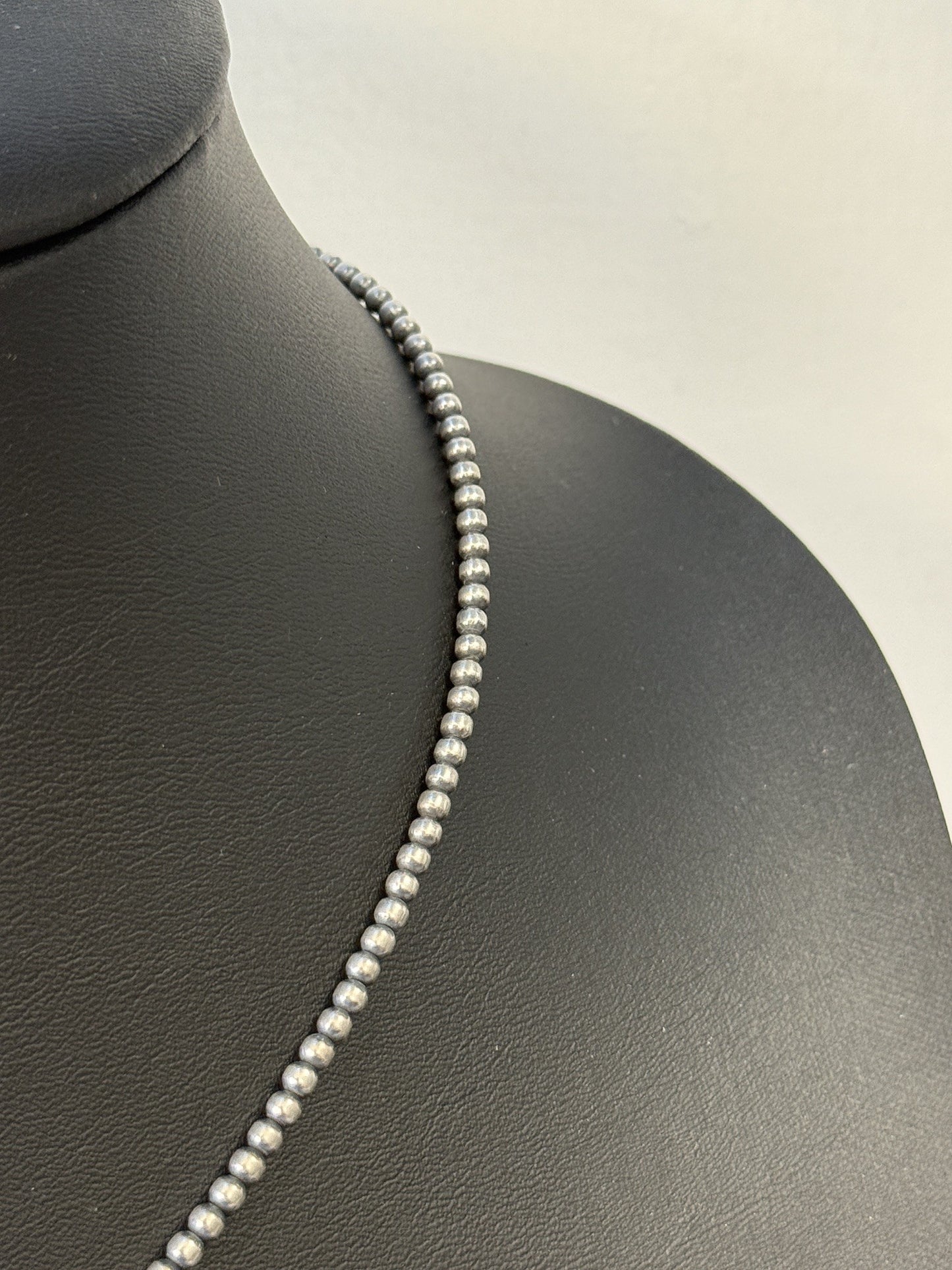 Navajo Pearl Sterling Silver Beaded Necklace - 3mm 18"