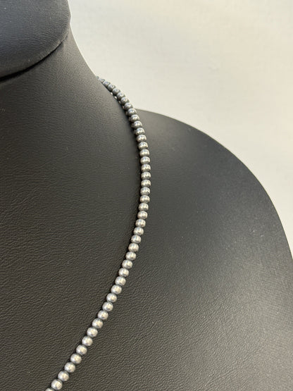 Navajo Pearl Sterling Silver Beaded Necklace - 3mm 18"