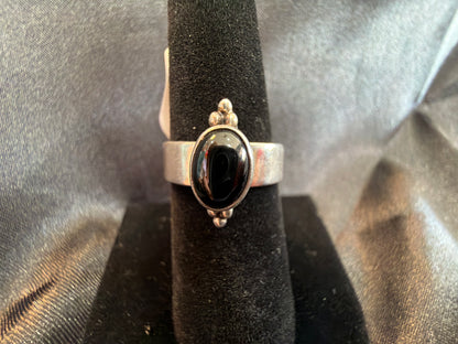 Onyx/Sterling Silver Ring (Adjustable)