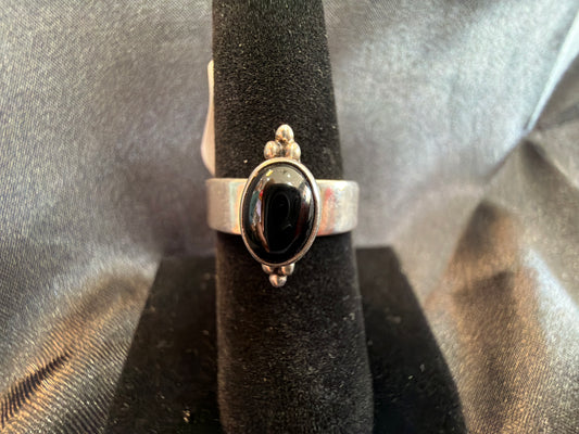 Onyx/Sterling Silver Ring (Adjustable)