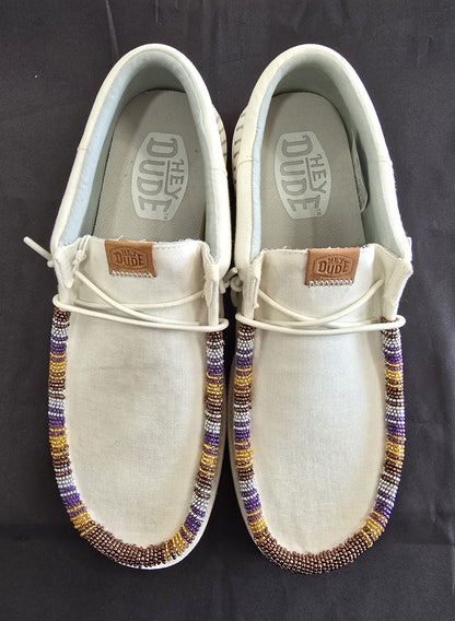 Beaded Hey Dude Shoes - Stone White