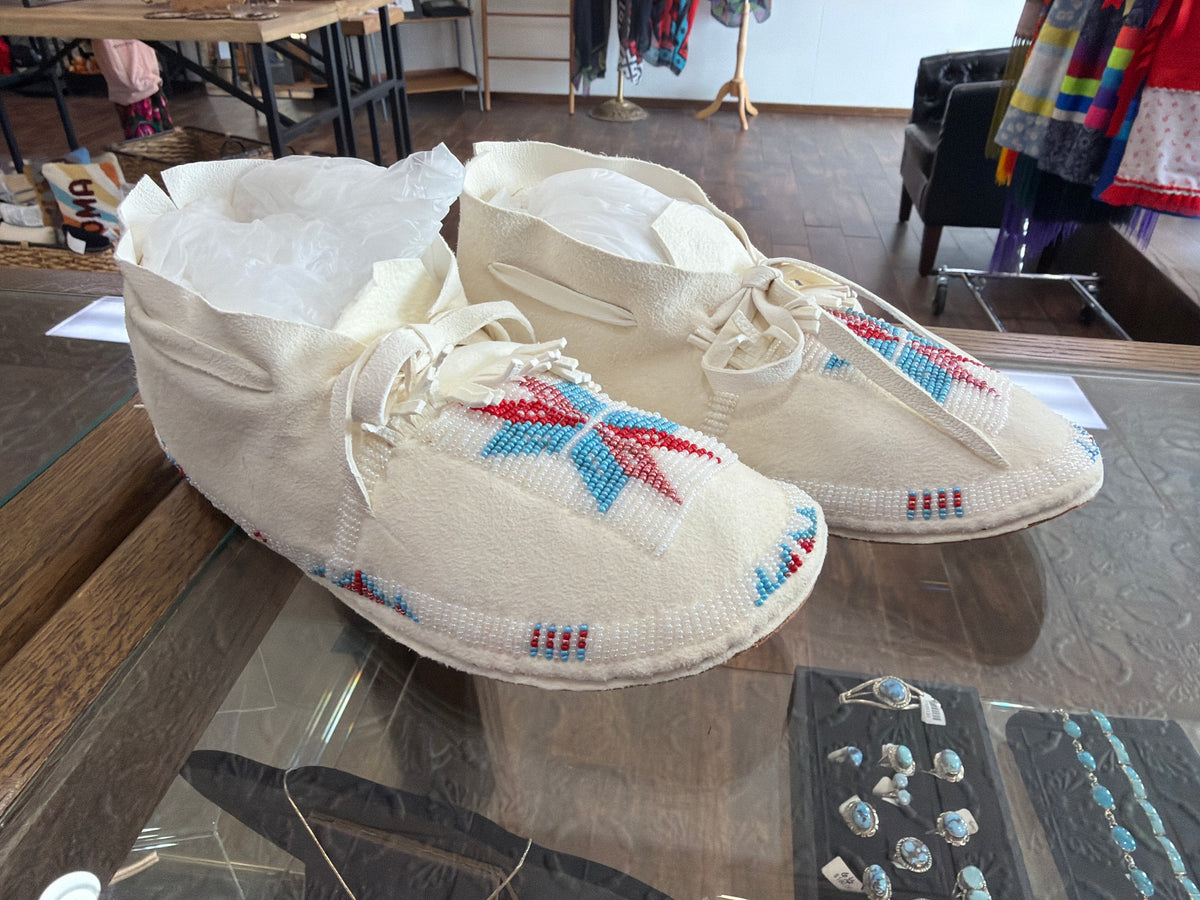 Beaded Elk Hide Moccasins Adult Sz 7