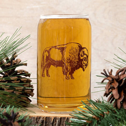 Bison Can Glass | Iced Coffee Cup | Buffalo Pint Glasses