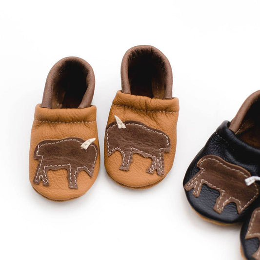 Bison on Tan Leather Infant Baby Boy Booties & Toddler Shoes: 3M