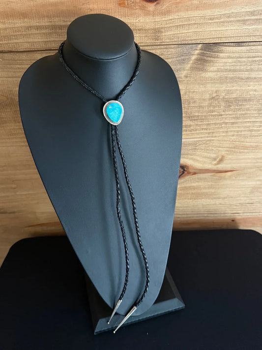 Kingman Turquoise/Sterling Silver Bolo Tie