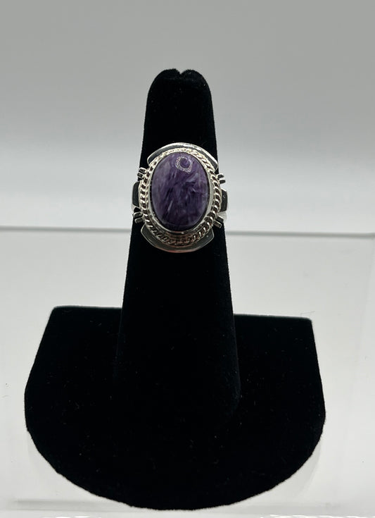 Charoite and Sterling Silver Ring Size 6