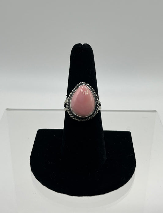 Pink Conch and Sterling Silver Tear Drop Ring Size 7.5