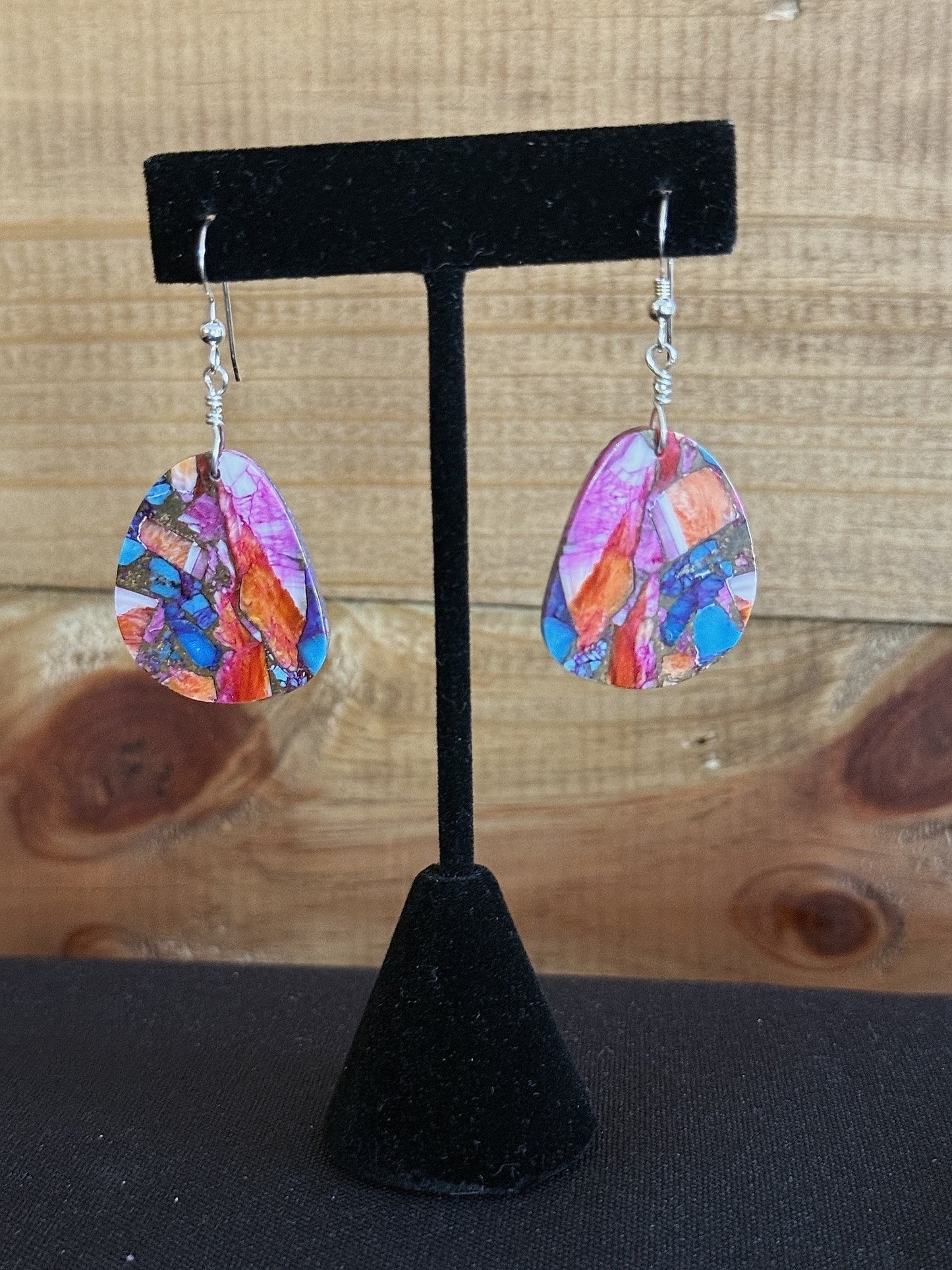 Pink Dahlia Sterling Silver Dandle Earrings