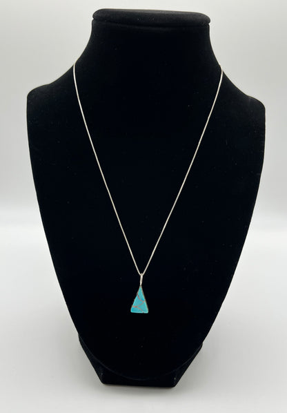 Reversible Turquoise and Pink Mother of Pearl Pendant with chain