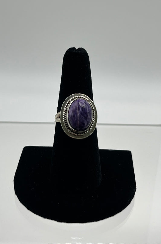 Charoite and Sterling Silver Ring Size 7.75