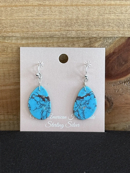 Turquoise & Sterling Silver Slab Dangle Earrings