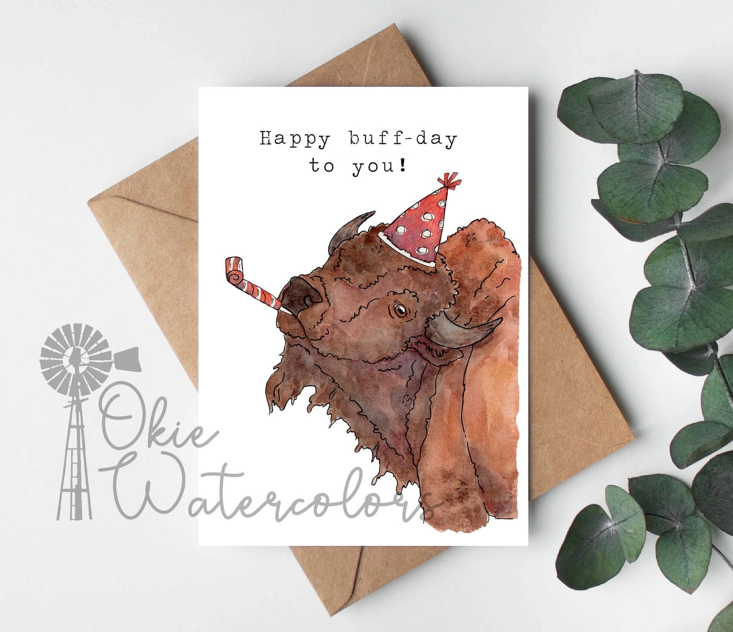 Buffalo "Happy buff-day to you!" 5x7" Greeting Card