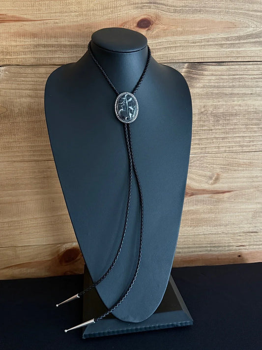 White Buffalo/Sterling Silver Bolo Tie