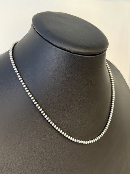 Navajo Pearl Sterling Silver Beaded Necklace - 3mm 18"