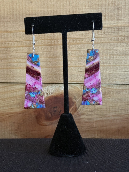 Pink Dahlia Sterling Silver Dandle Earrings
