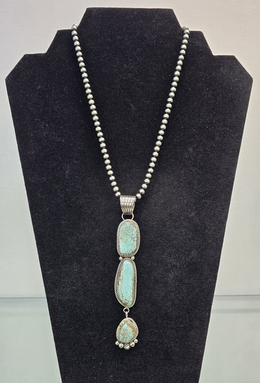 #8 3 Stone Necklace w/Navajo Pearls