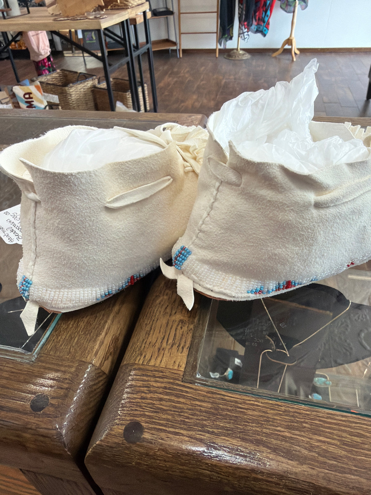 Beaded Elk Hide Moccasins Adult Sz 7