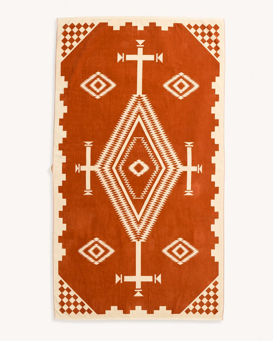 Pendleton Los Ojos Plush Spa Towel - Coral/White