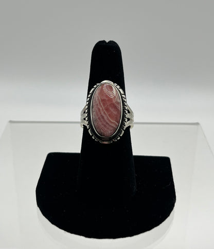 Rhodochrosite and Sterling Silver Ring Size 9.25