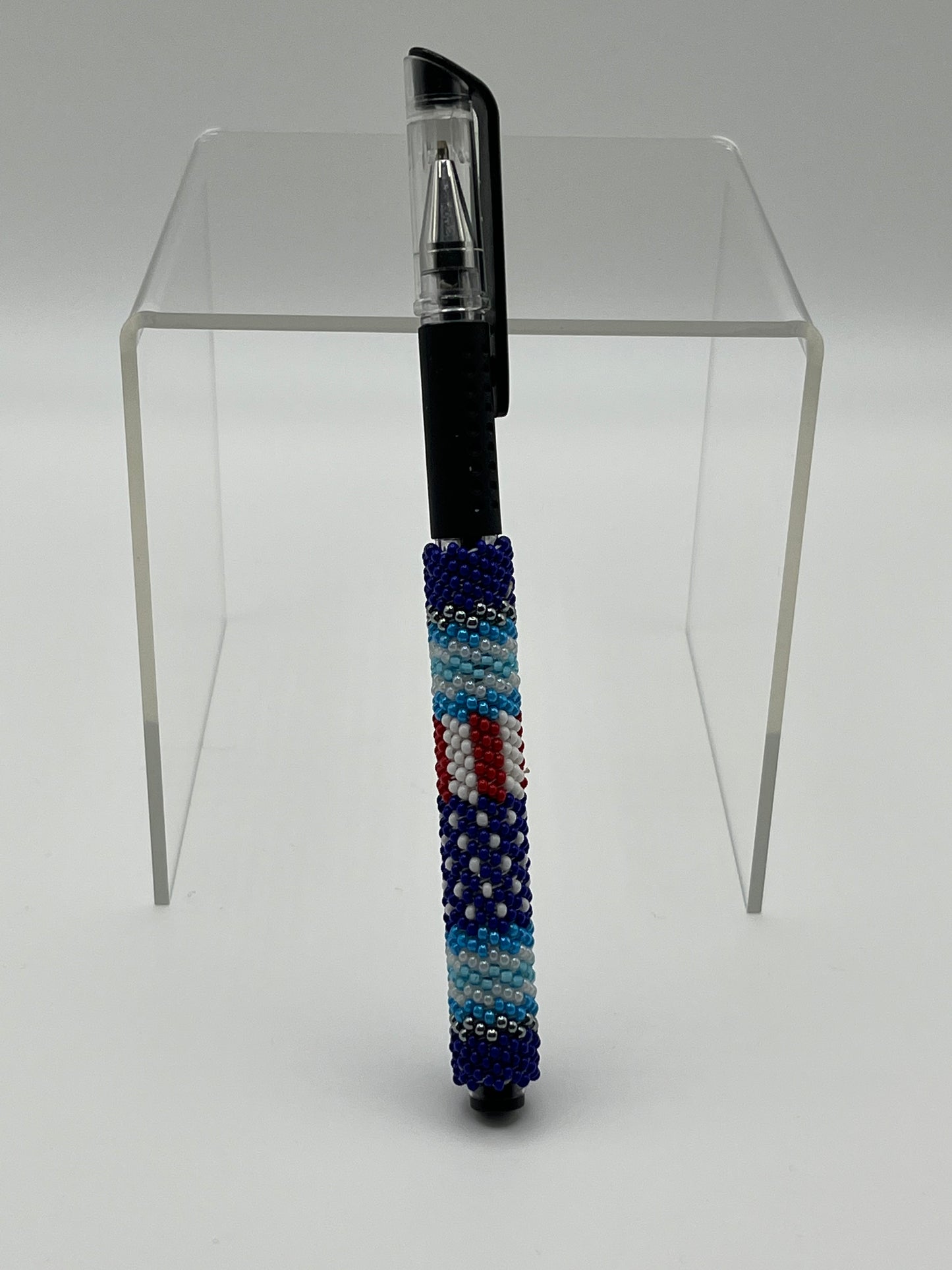 Beaded Pen Red, White and Blue