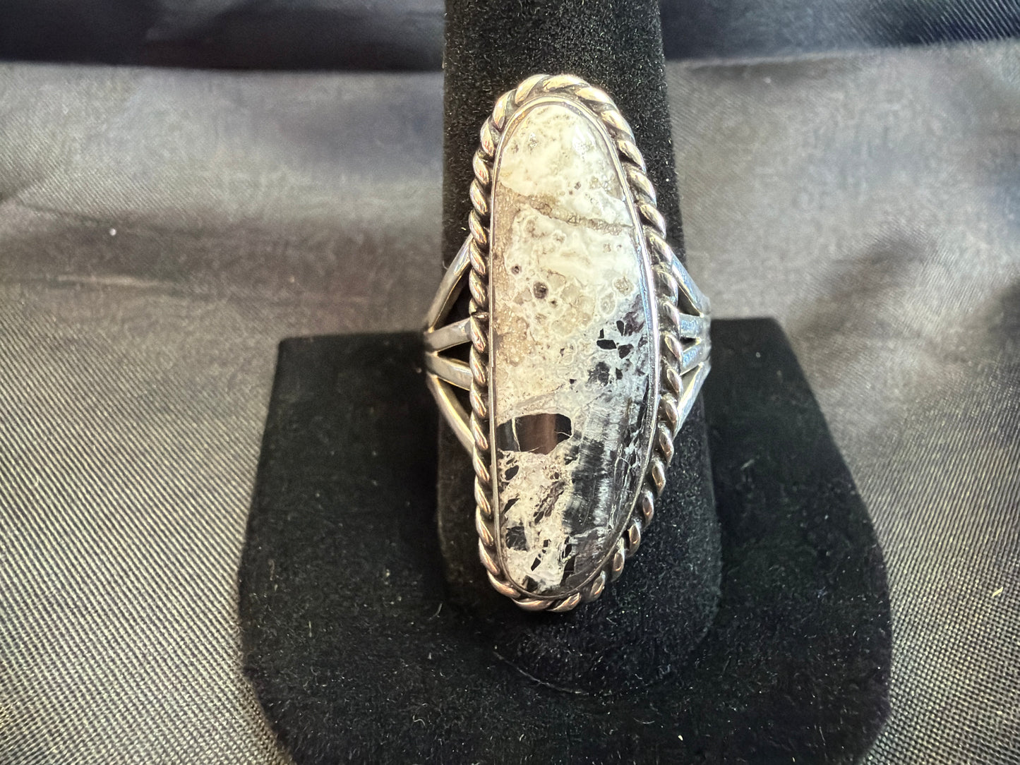 White Buffalo/Sterling Silver Ring (Size 10 1/4)