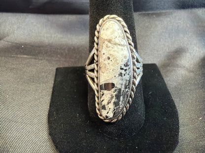 White Buffalo/Sterling Silver Ring (Size 10 1/4)