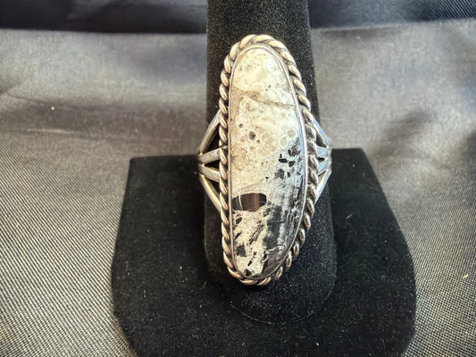 White Buffalo/Sterling Silver Ring (Size 10 1/4)