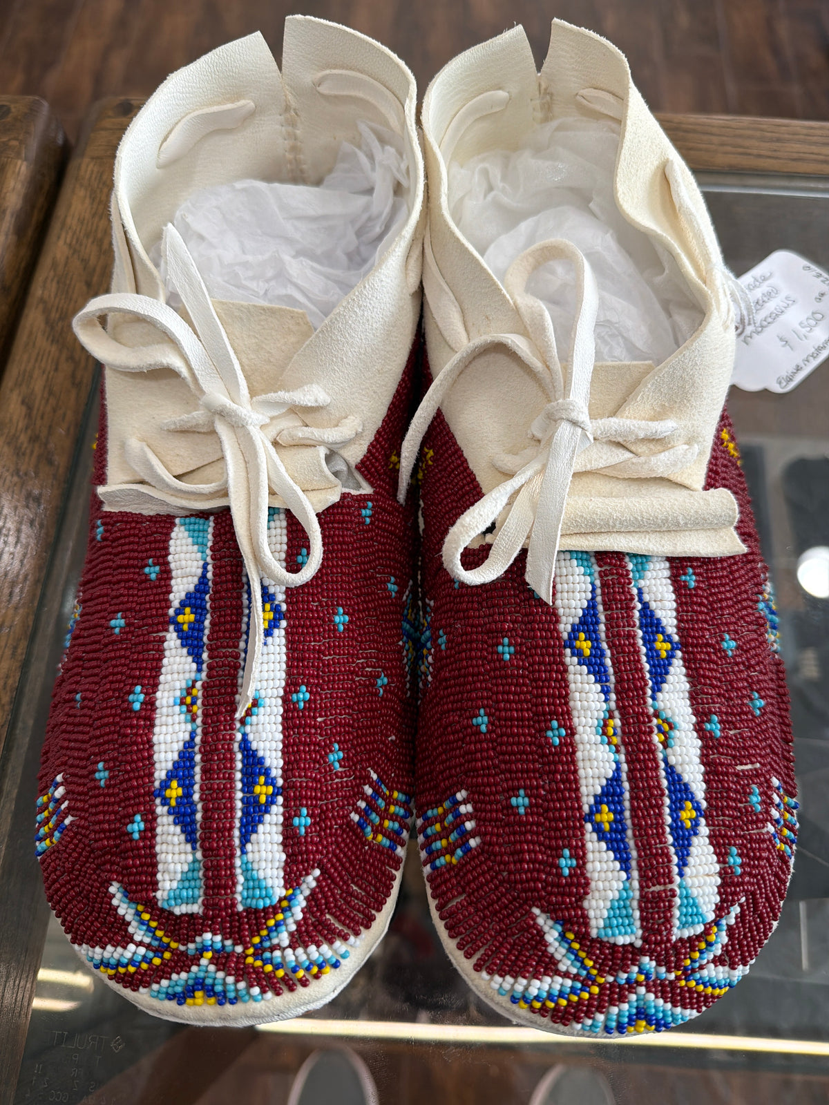 Fully Beaded Beaded Moccasins Sz 10
