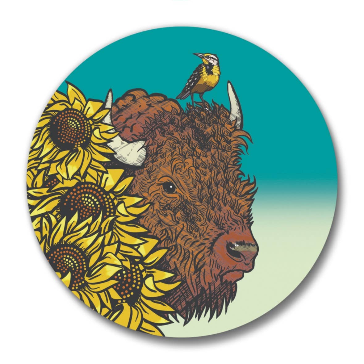 Sunflower and Bison Magnetic Bottle Opener