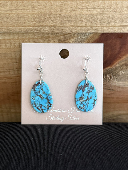 Turquoise & Sterling Silver Slab Dangle Earrings