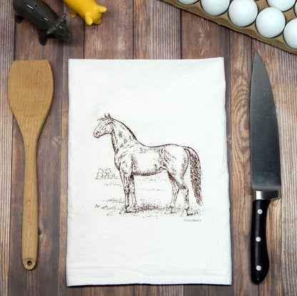 Horse Kitchen Towel | Tea Towels | Flour Sack Dish Towels: Black