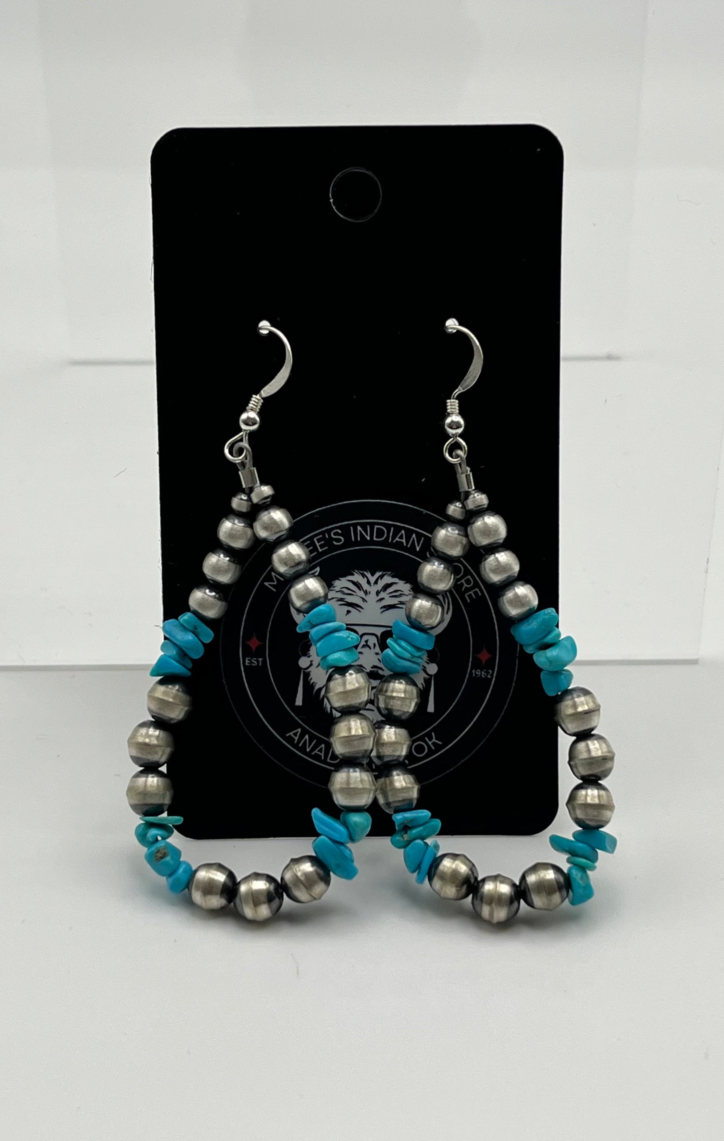 Navajo Pearl and Nugget Turquoise Earrings