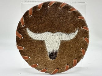 Cowhide Coasters - Western Motif