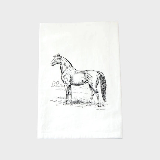 Horse Kitchen Towel | Tea Towels | Flour Sack Dish Towels: Black