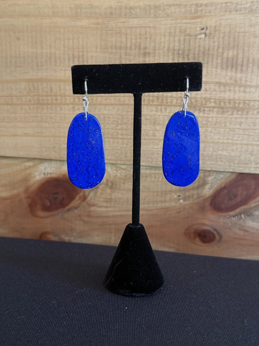 Lapis Lazuli & Sterling Silver Slab Dangle Earrings