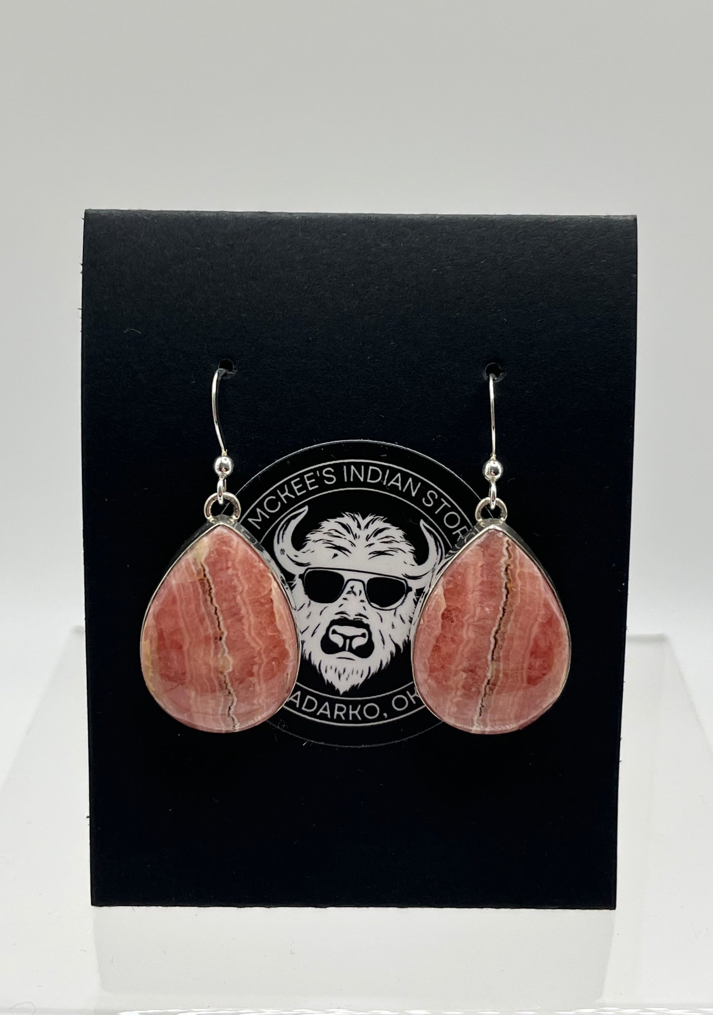 Rhodochrosite and Sterling Silver Earrings