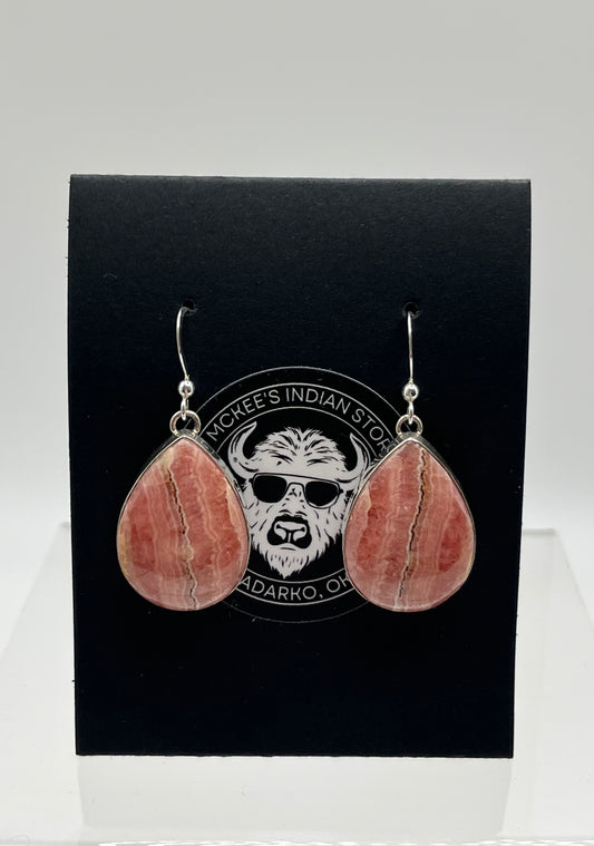 Rhodochrosite and Sterling Silver Earrings