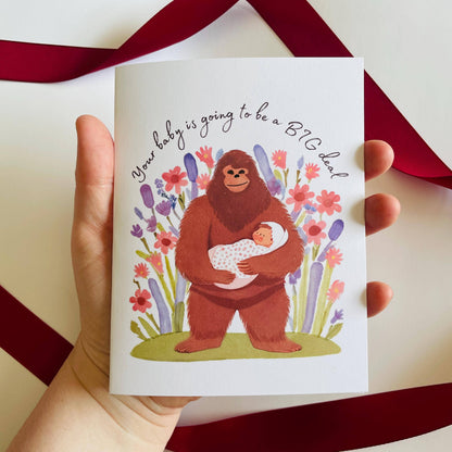 Bigfoot Baby Shower & Pregnancy Congratulations Card: White