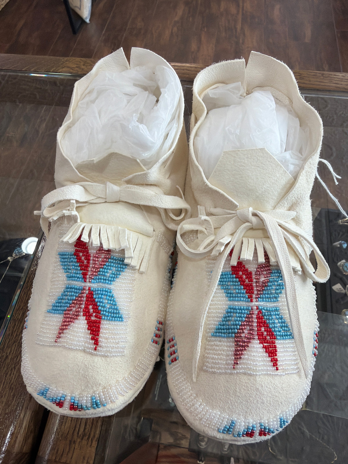 Beaded Elk Hide Moccasins Adult Sz 7