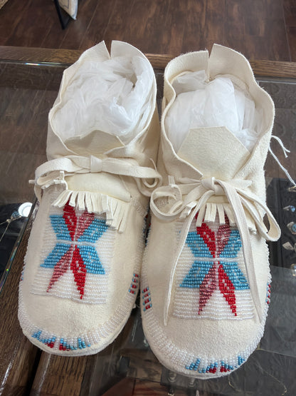 Beaded Elk Hide Moccasins Adult Sz 7