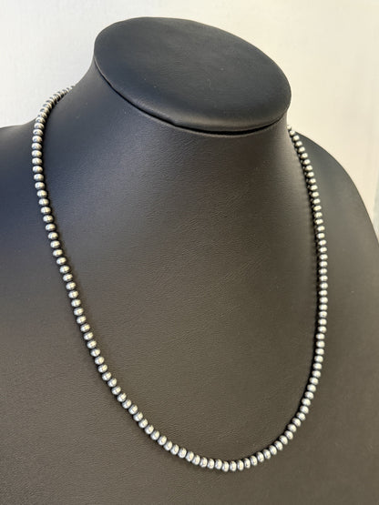 Navajo Pearl Sterling Silver Beaded Necklace - 4mm 22"