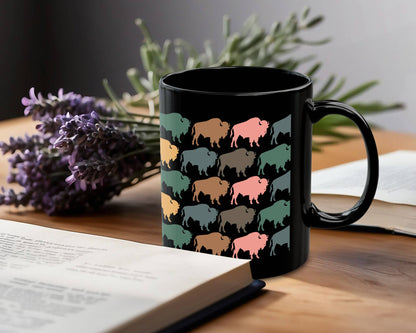 Retro Bison Coffee Mug for Buffalo Fans and Nature Lovers: 15 oz