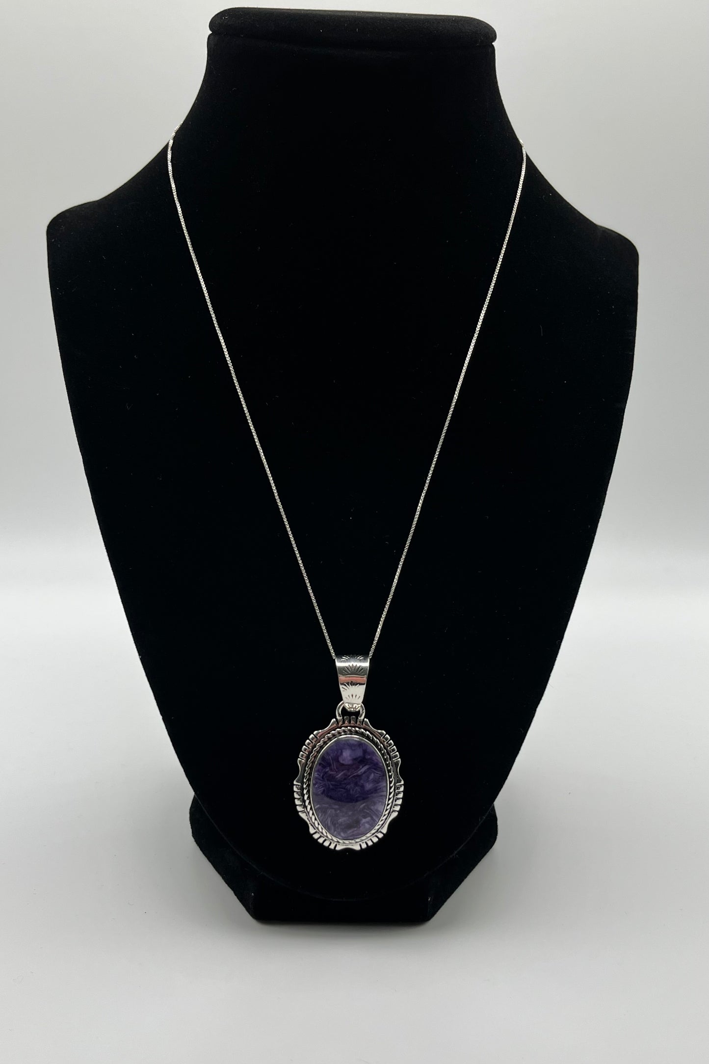 Charoite and Sterling Silver Pendant with chain