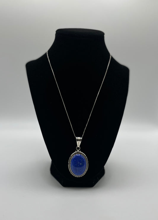 Lapis Lazuli and Sterling Silver Pendant with chain