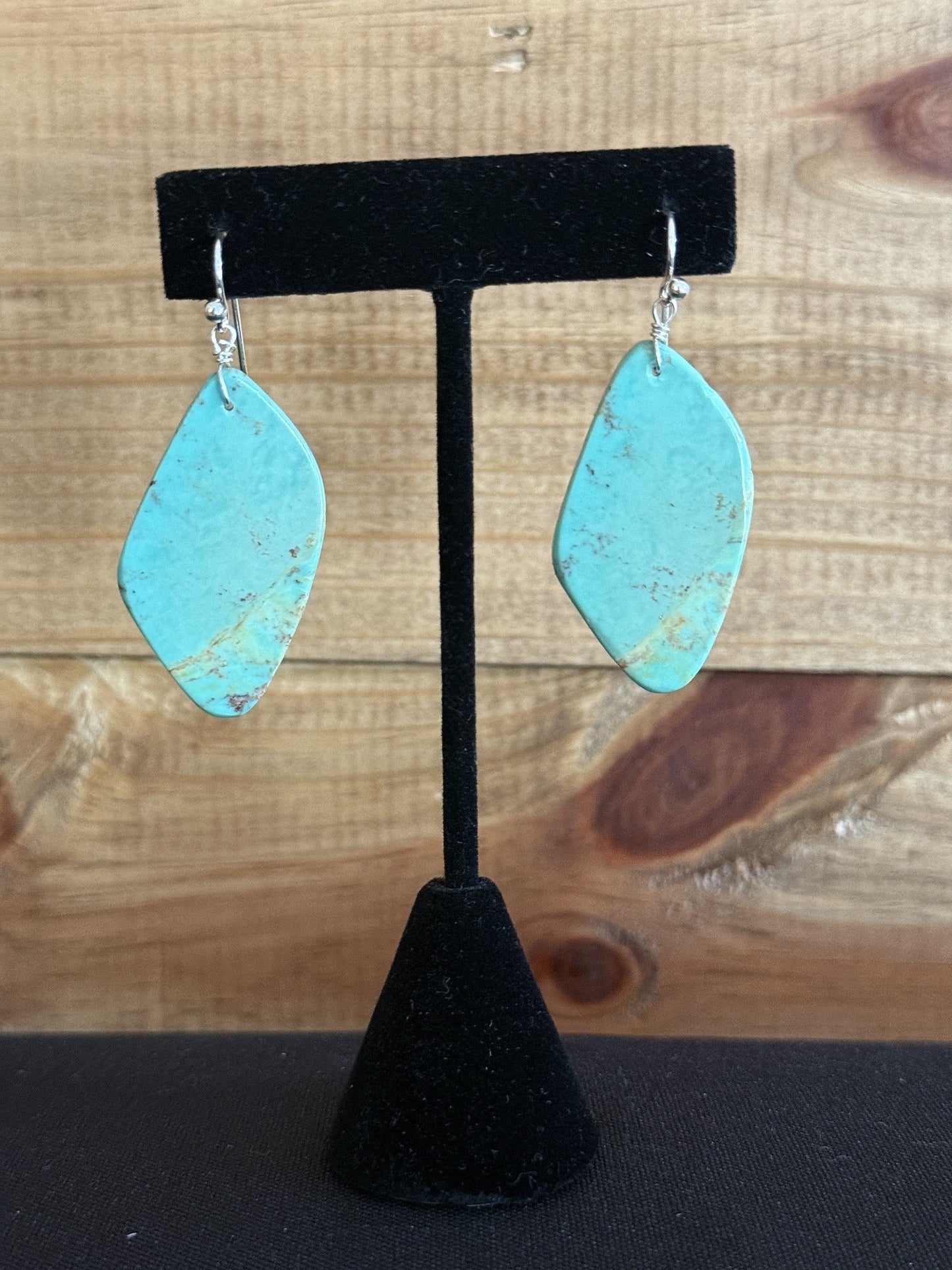 Turquoise & Sterling Silver Slab Dangle Earrings