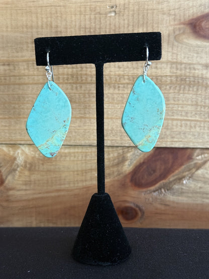 Turquoise & Sterling Silver Slab Dangle Earrings